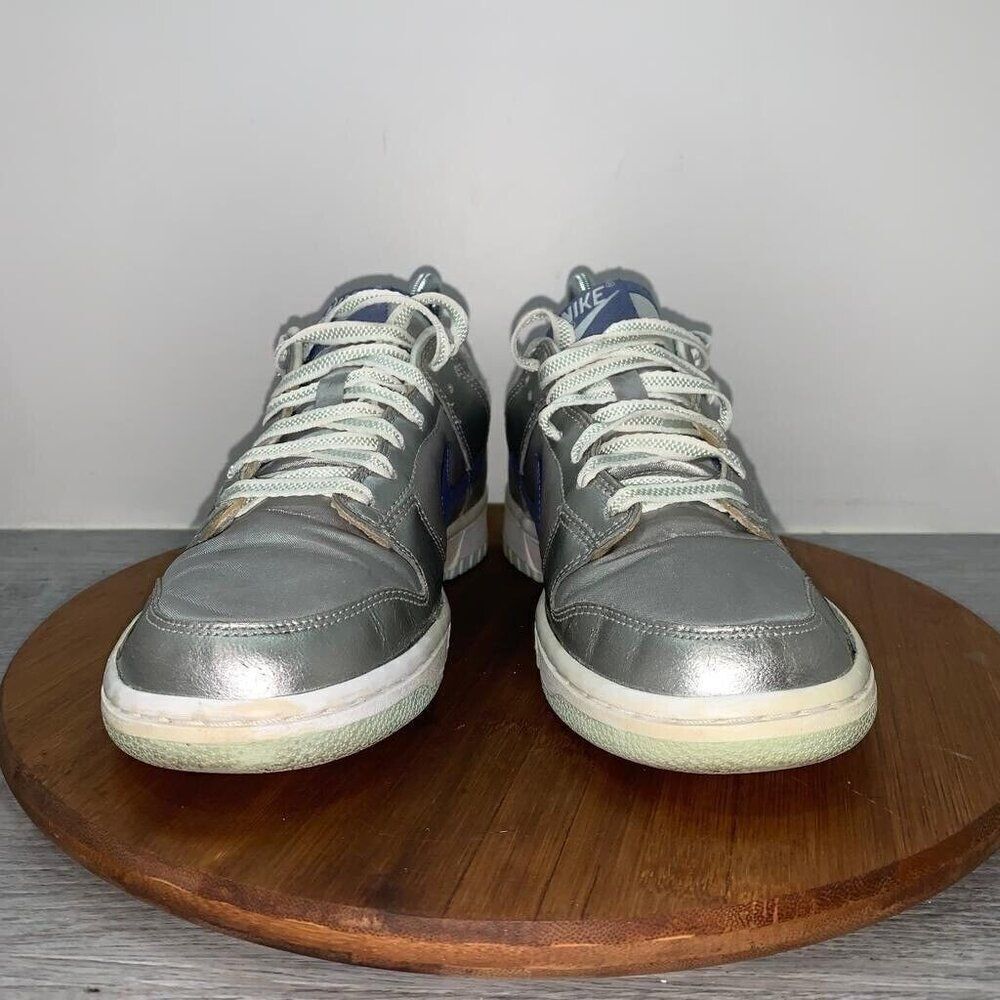 NIKE Dunk Low Floral Shoes GS 6Y Womens 7.5 309601-042 Metallic Silver Blue Moon - Picture 4 of 16